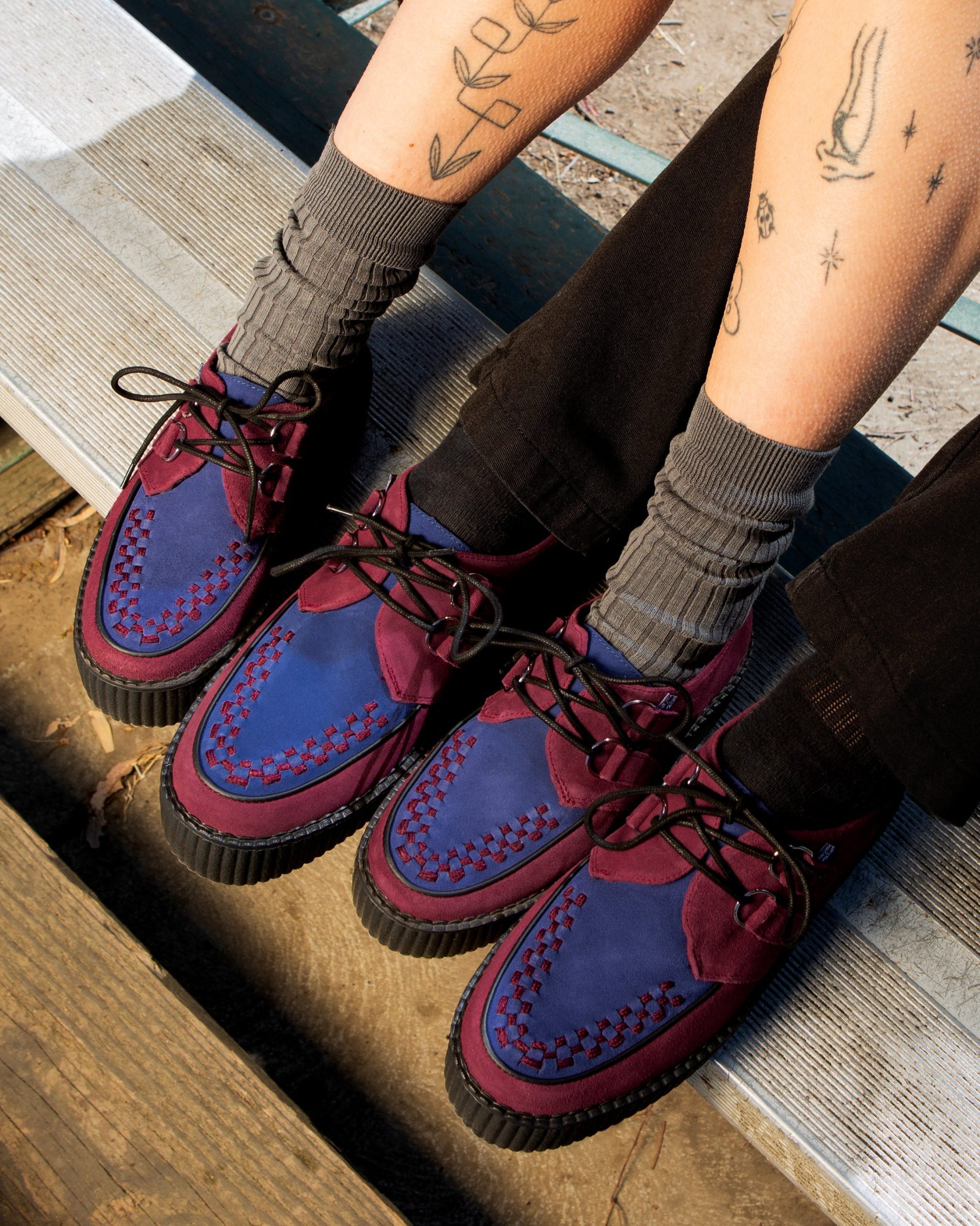 Burgundy & Navy Suede Viva Mondo Creeper - Image 7