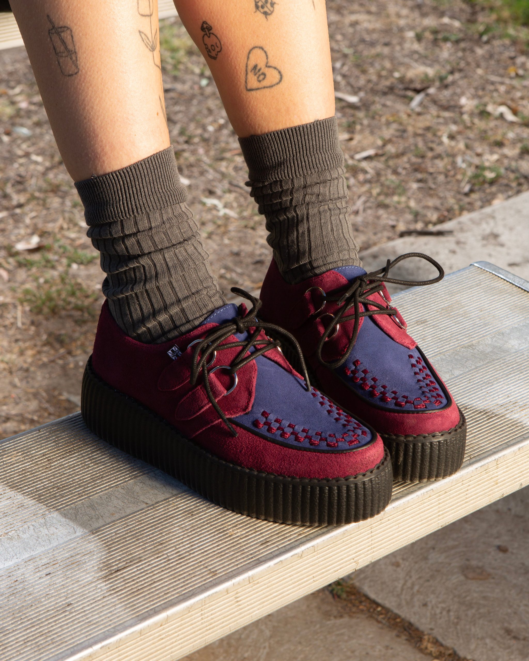 Burgundy & Navy Suede Viva Mondo Creeper - Image 2