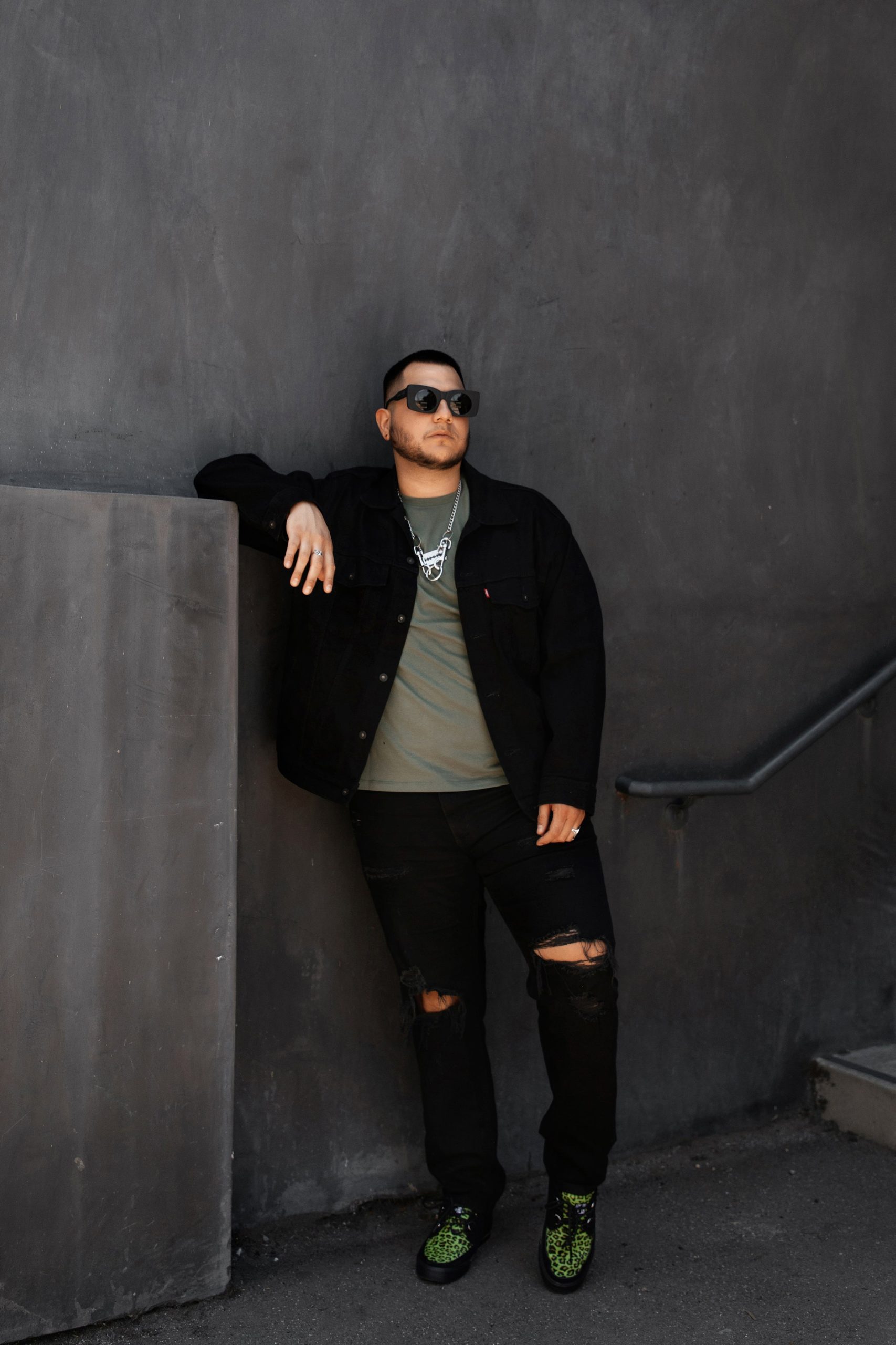 Black & Green Leopard Suede Creeper Sneaker - Image 6