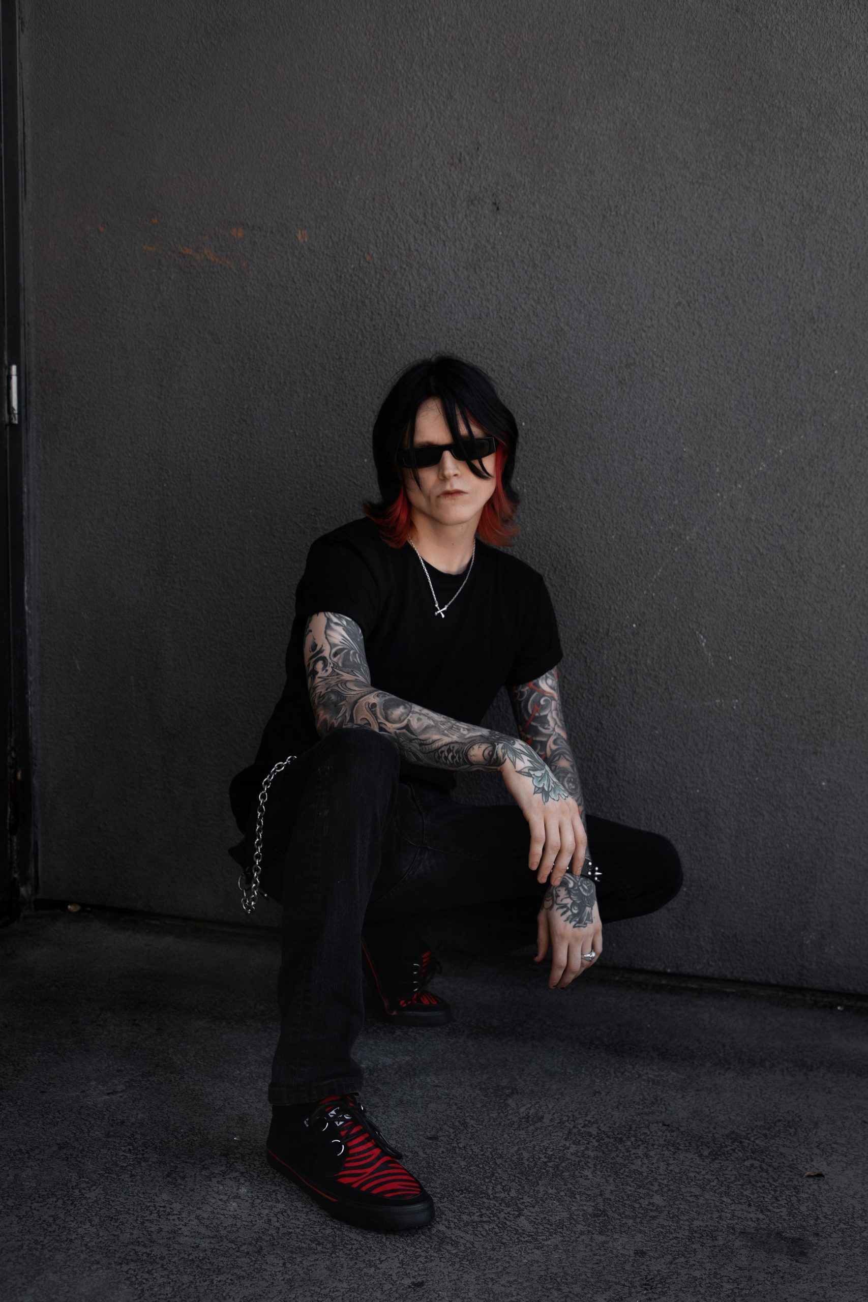 Black &Red Zebra Suede Creeper Sneaker - Image 5