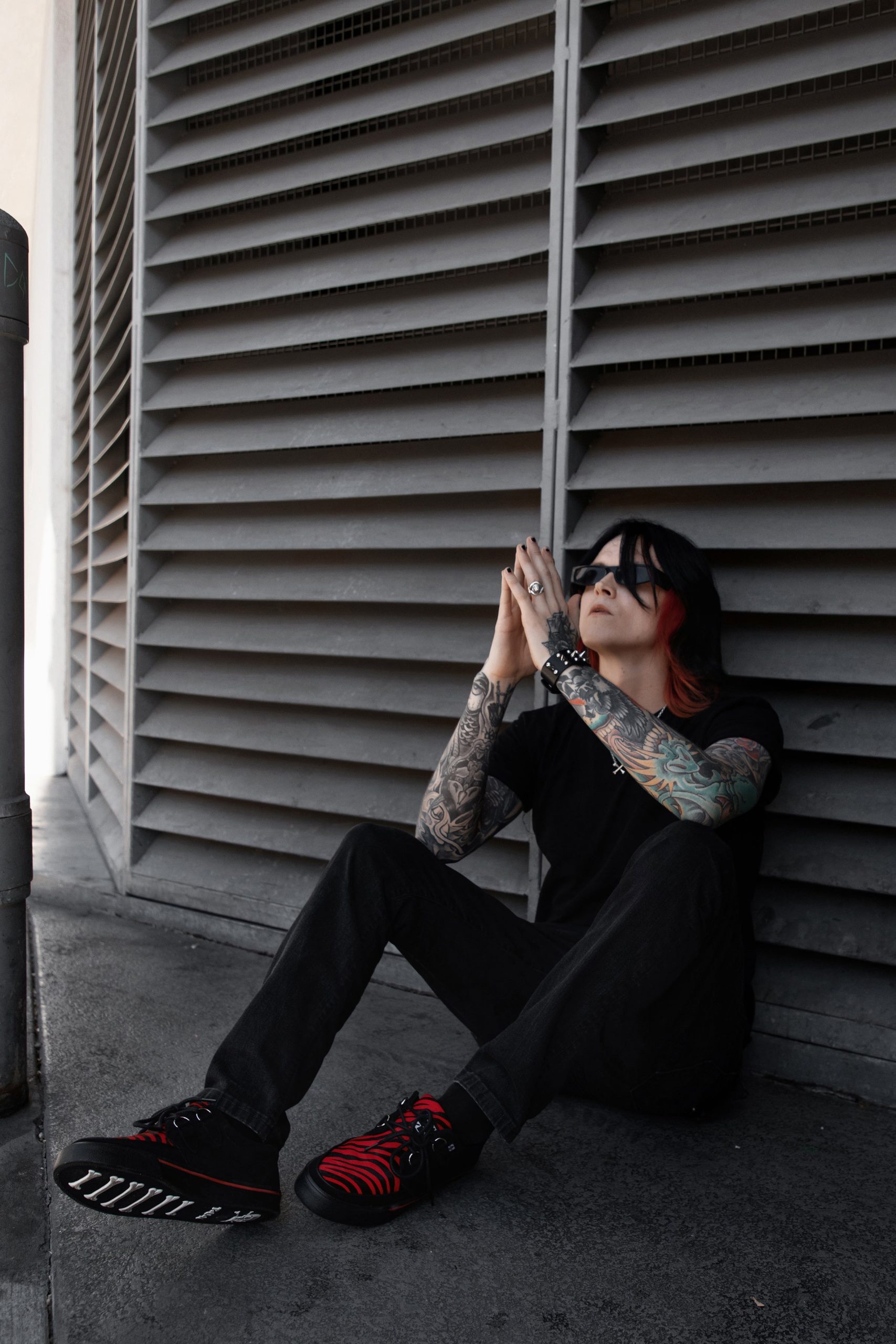 Black &Red Zebra Suede Creeper Sneaker - Image 3