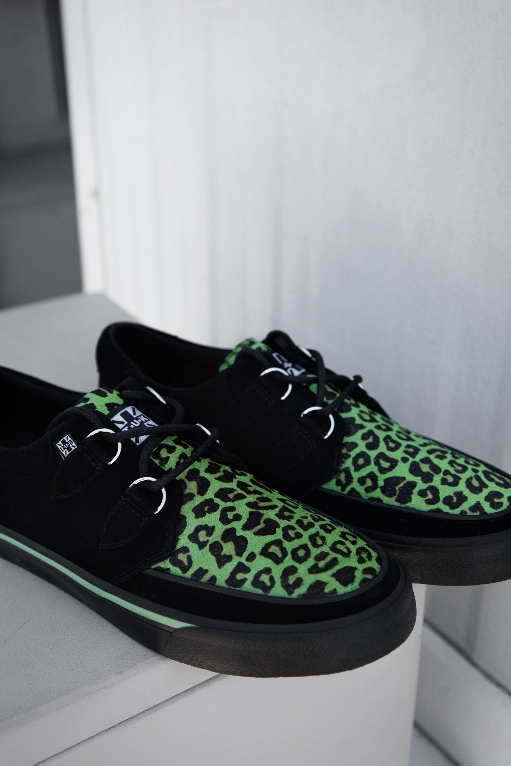 Black & Green Leopard Suede Creeper Sneaker - Image 7