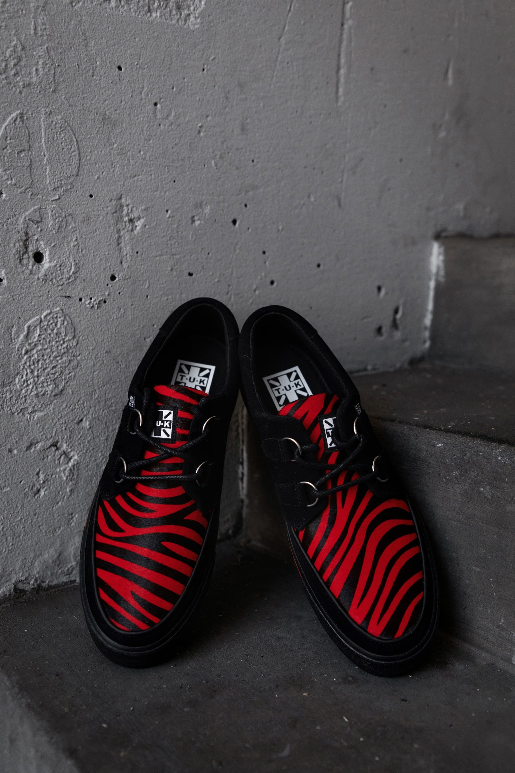 Black &Red Zebra Suede Creeper Sneaker - Image 2