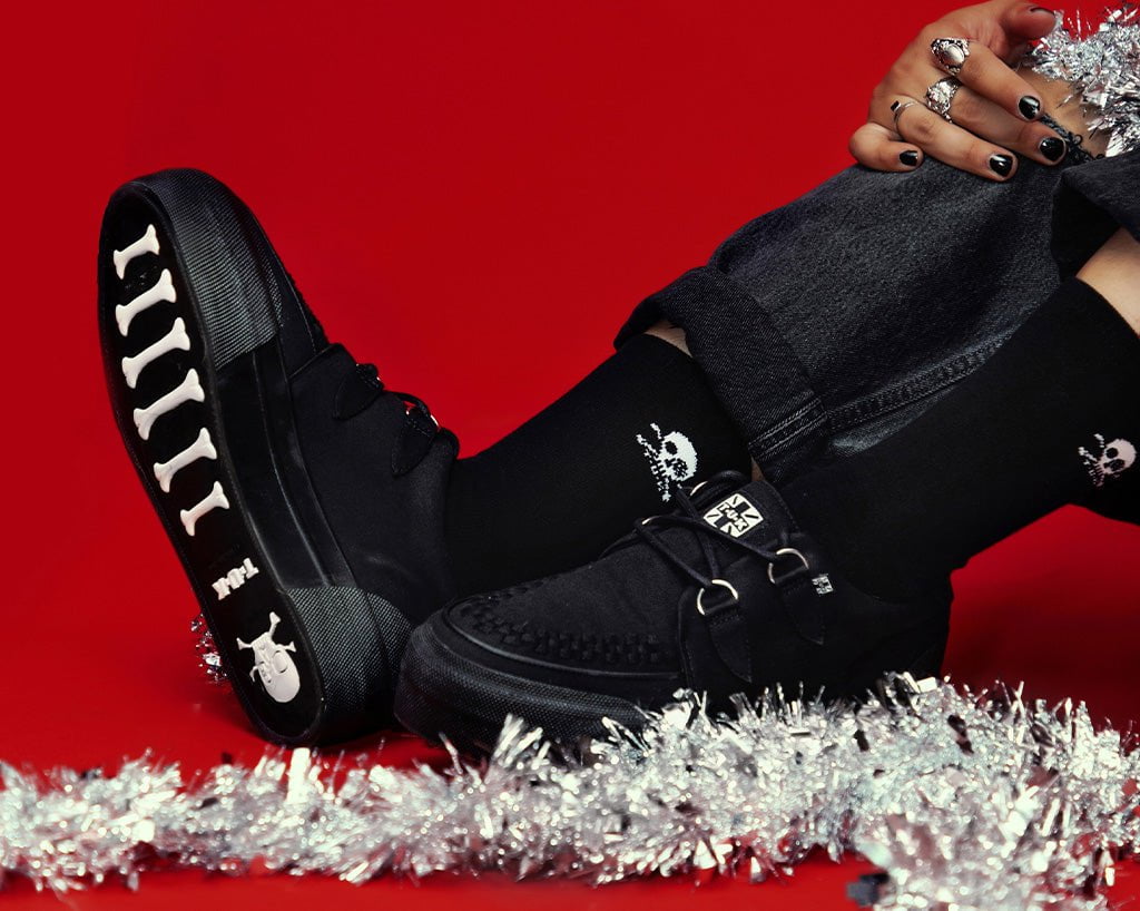 Black Canvas Interlace Platform Creeper Sneaker - Image 6