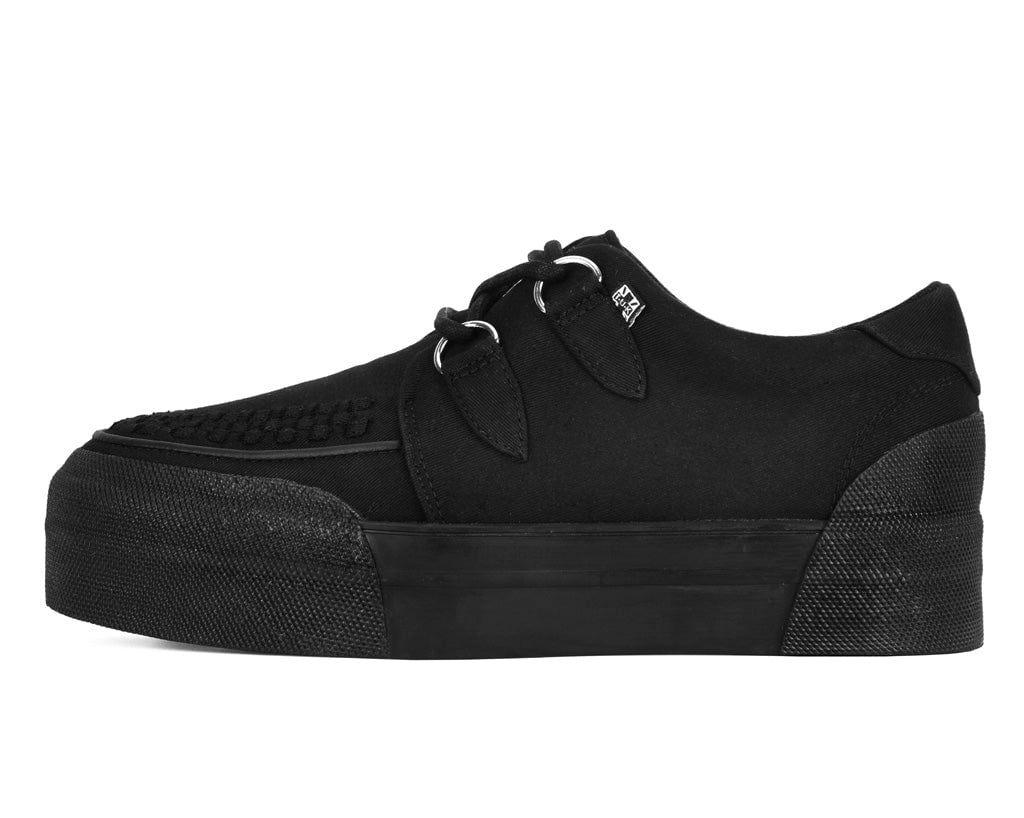 Black Canvas Interlace Platform Creeper Sneaker - Image 7