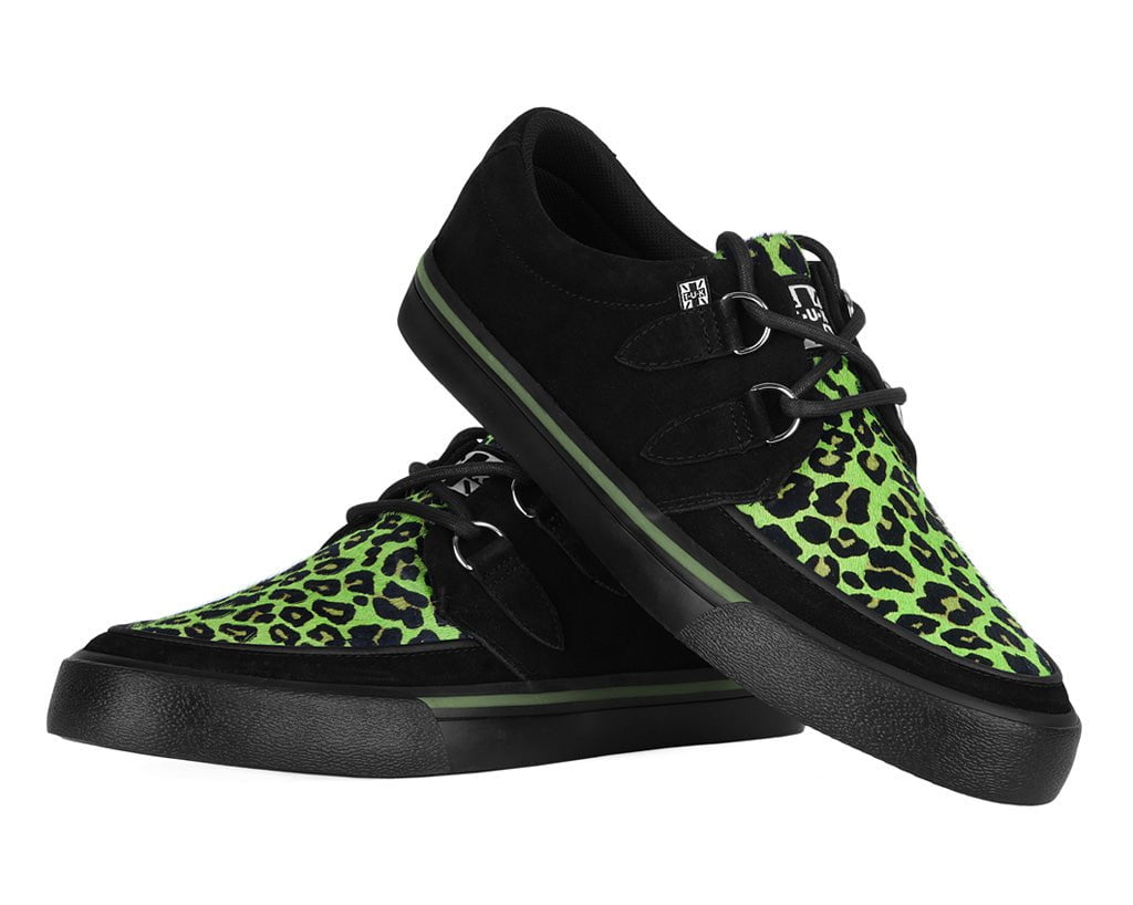 Black & Green Leopard Suede Creeper Sneaker - Image 3