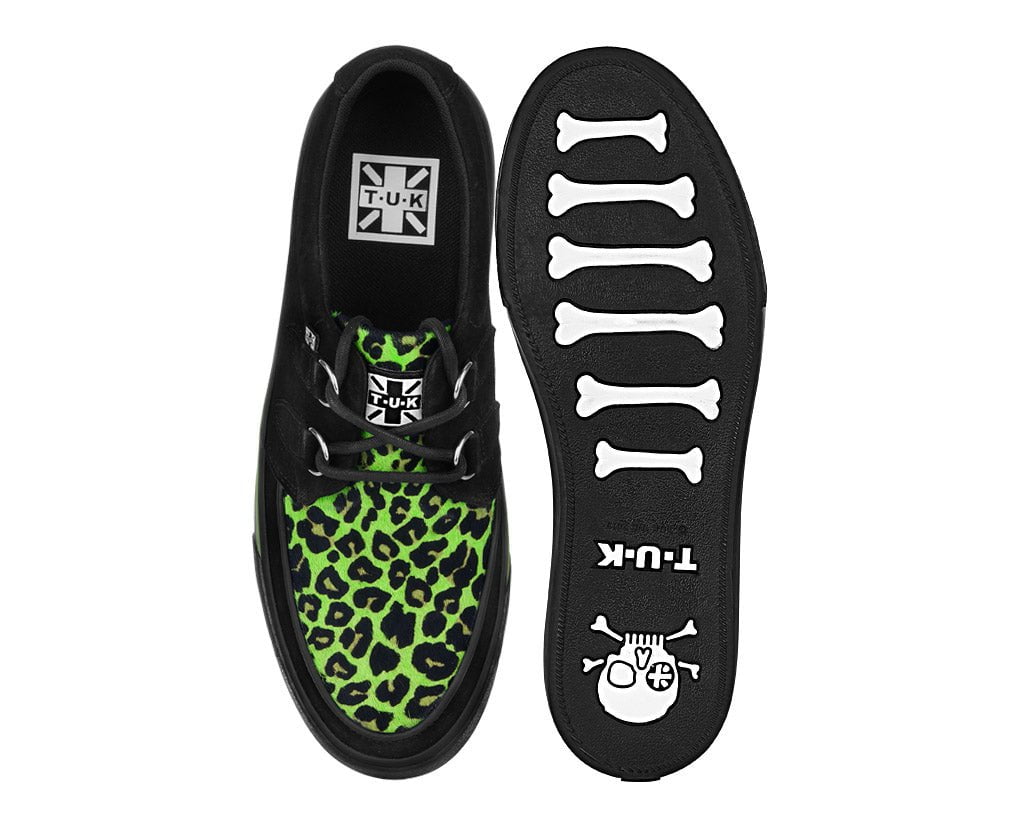 Black & Green Leopard Suede Creeper Sneaker - Image 5