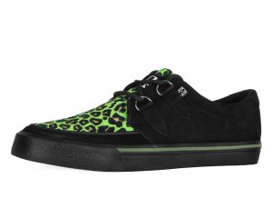 Black & Green Leopard Suede Creeper Sneaker