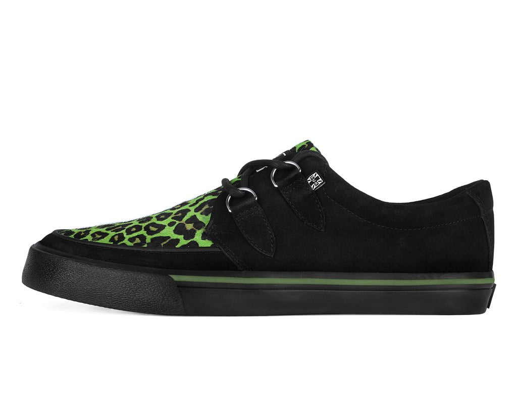 Black & Green Leopard Suede Creeper Sneaker - Image 8