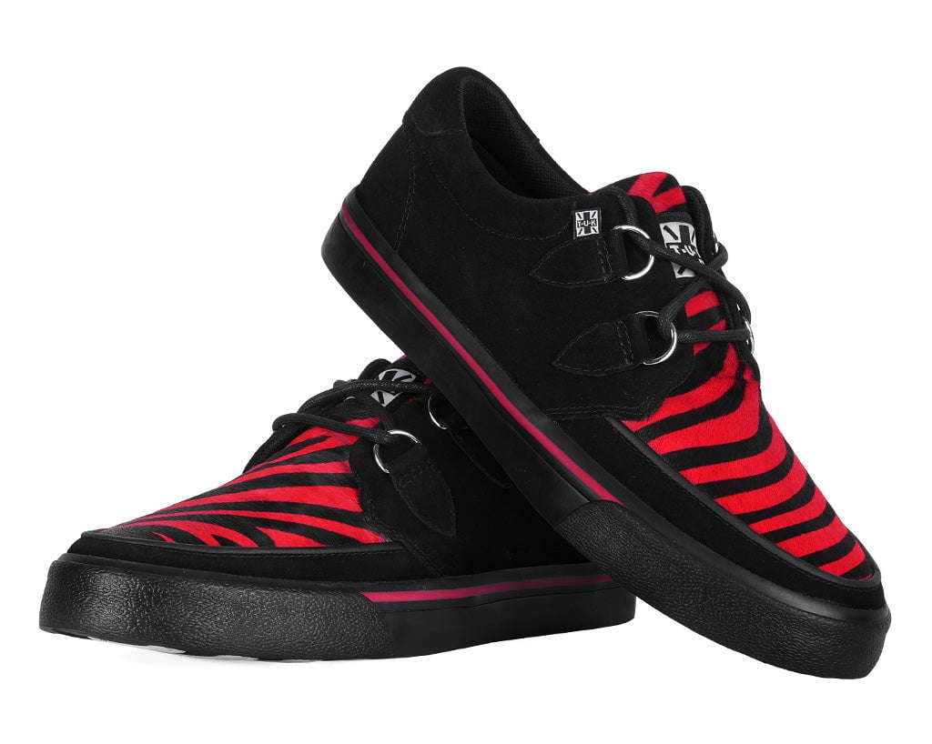 Black &Red Zebra Suede Creeper Sneaker - Image 4