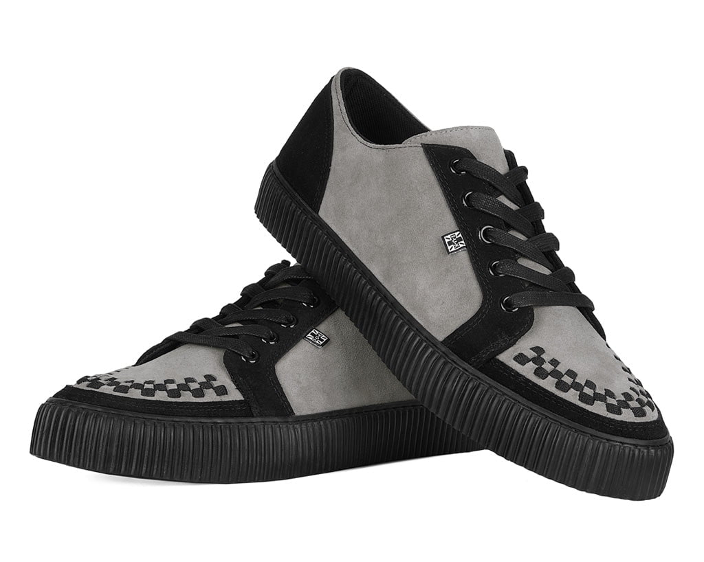 Black & Grey Suede Lace-Up Creeper Sneaker - Image 2