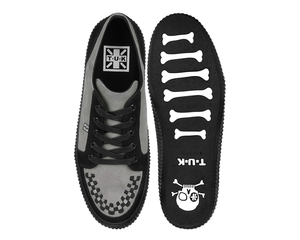 Black & Grey Suede Lace-Up Creeper Sneaker - Image 3