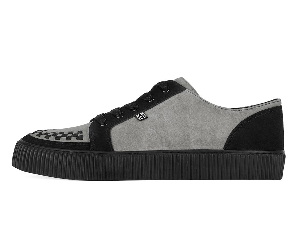 Black & Grey Suede Lace-Up Creeper Sneaker - Image 4