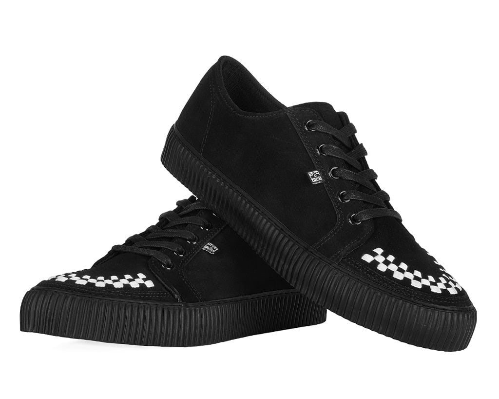 Black & White Suede Lace-Up Creeper Sneaker - Image 8
