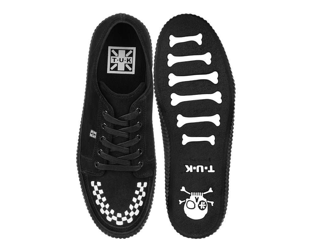 Black & White Suede Lace-Up Creeper Sneaker - Image 4