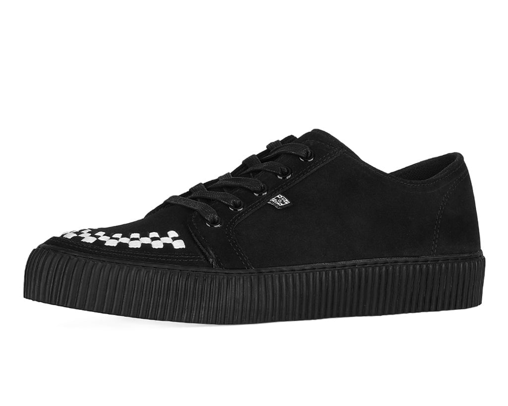 Black & White Suede Lace-Up Creeper Sneaker