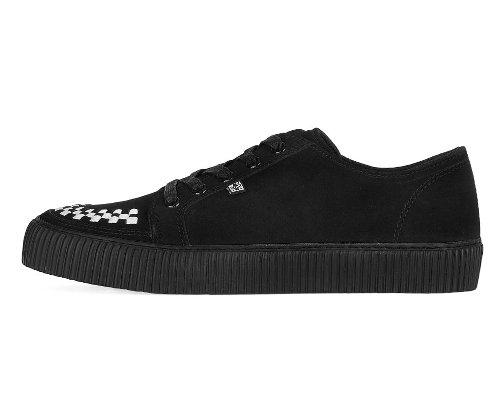 Black & White Suede Lace-Up Creeper Sneaker - Image 11