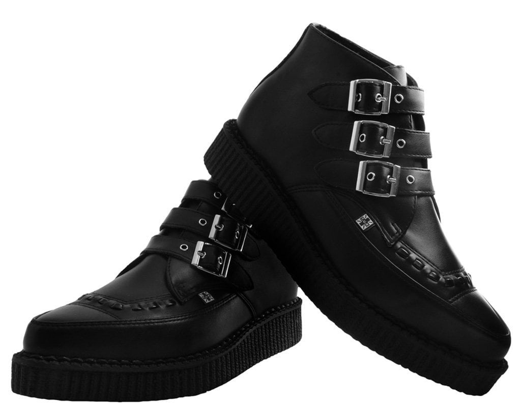 Black TUKskin™ 3-Buckle Pointed Creeper Boot - Image 3