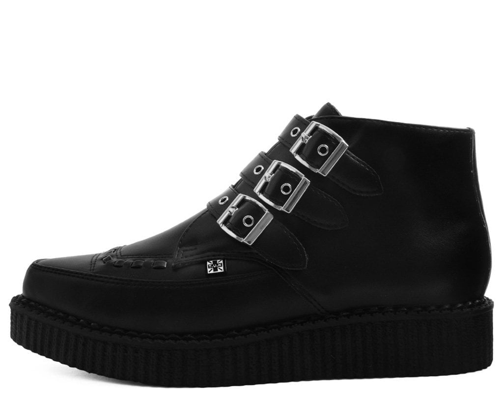 Black TUKskin™ 3-Buckle Pointed Creeper Boot - Image 4