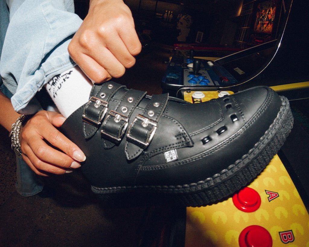 Black TUKskin™ 3-Buckle Pointed Creeper Boot - Image 2