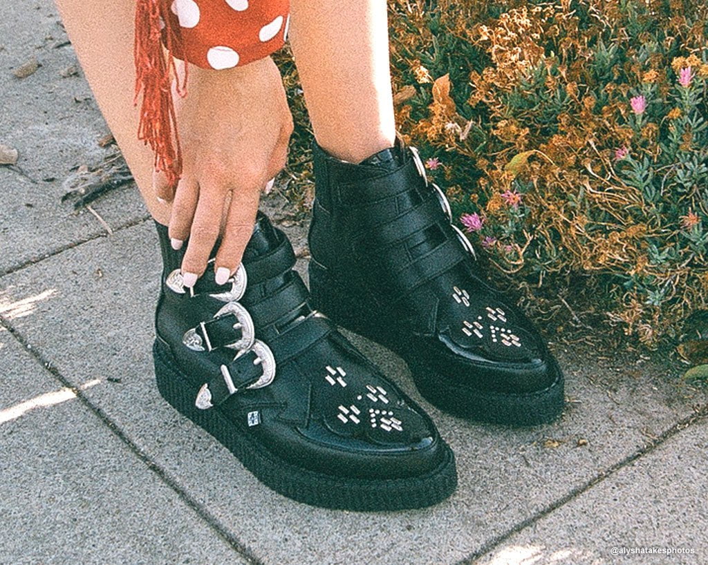 Black TUKskin™ Western Buckle Pointed Boot - Image 2