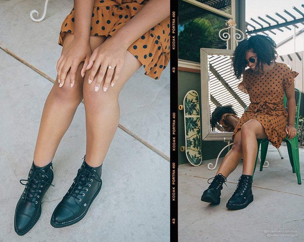 Black TUKskin™ Pointed Lace Up Boot - Image 4