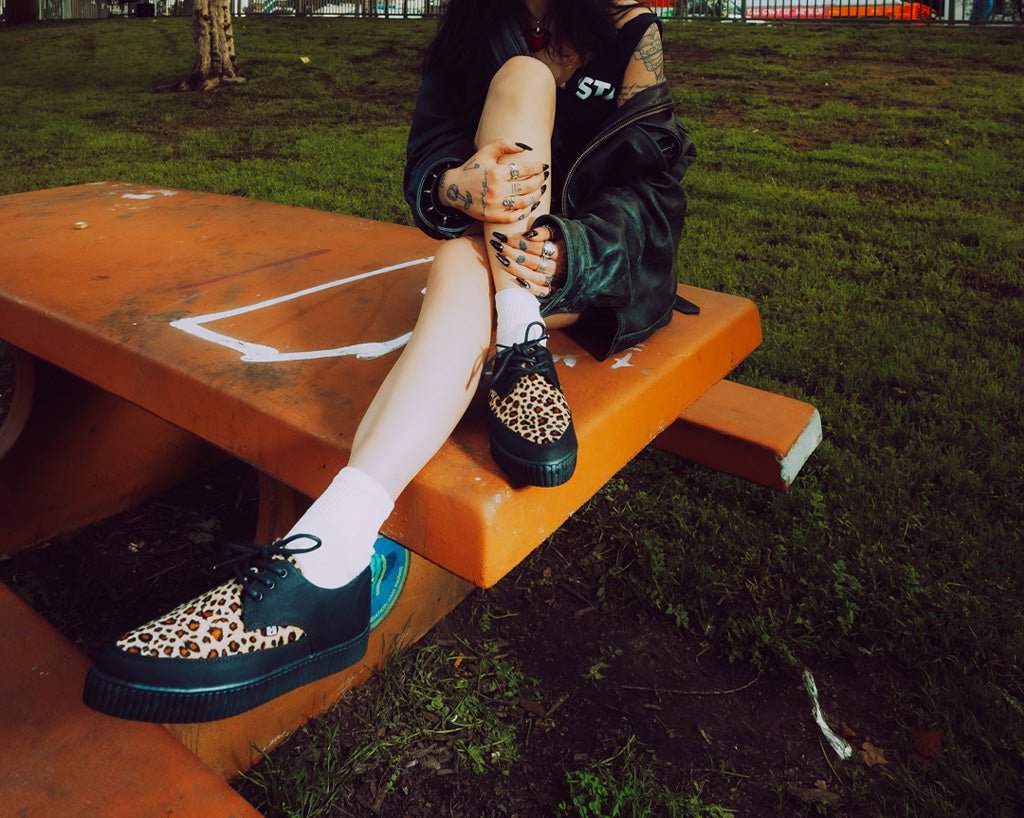 Black & Leopard Tie Pointed Lace Up EZC - Image 2