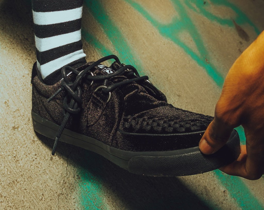 Black Velvet D-Ring Interlace Sneaker - Image 2