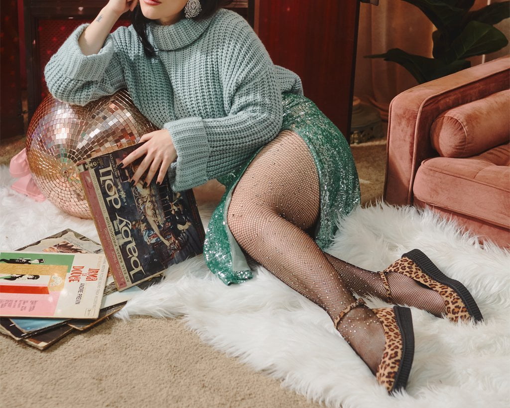 Leopard Pointed Ballet Ankle Strap Creeper - Image 8