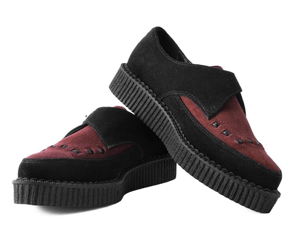 Black & Burgundy Suede Pointed Buckle Creeper - Image 3