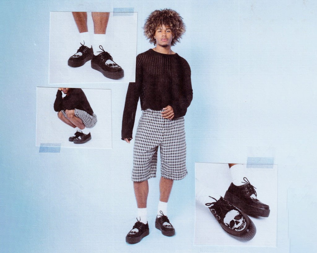 Black Satin Glow Skull Viva Mondo Creeper - Image 7