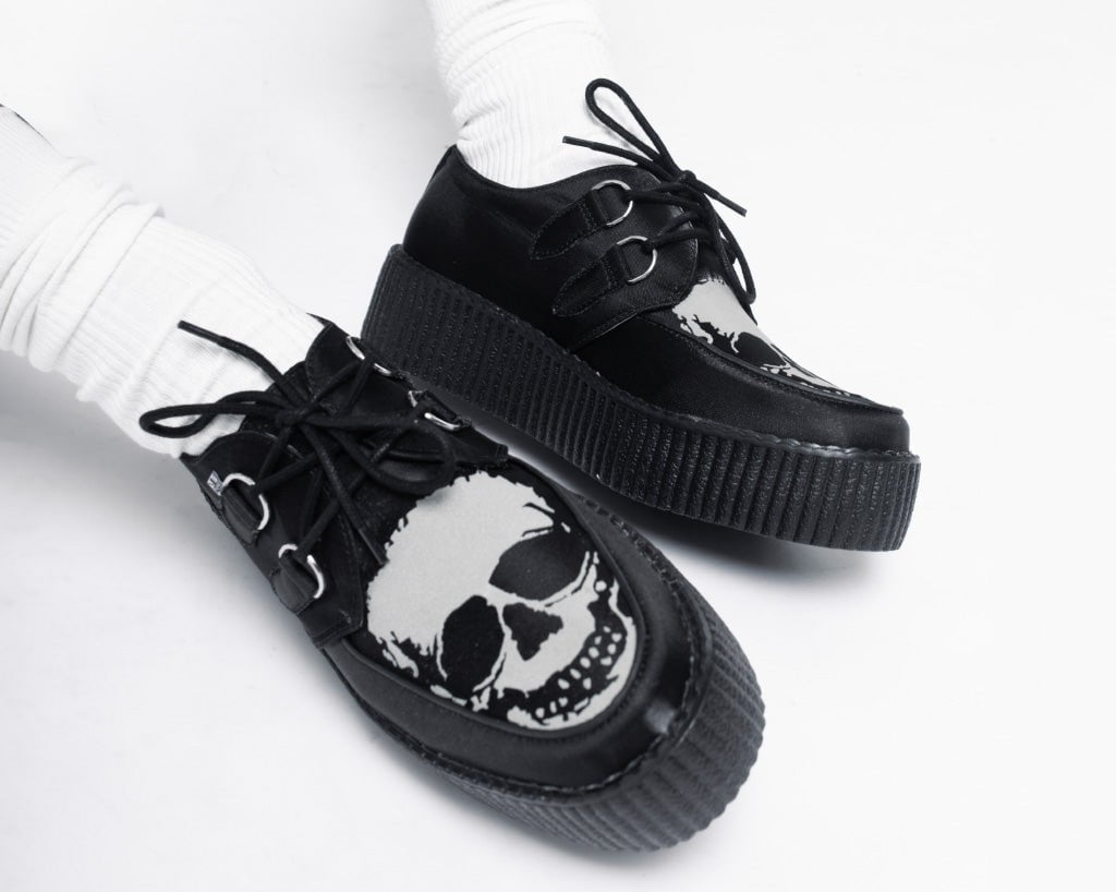 Black Satin Glow Skull Viva Mondo Creeper - Image 8