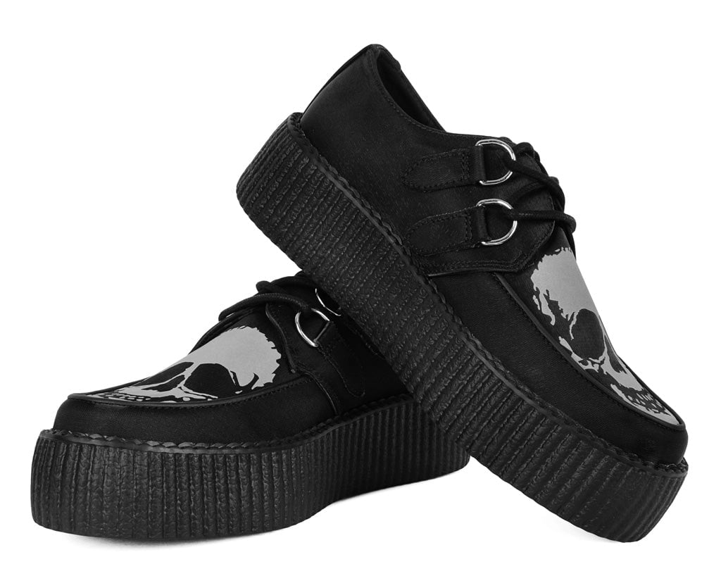 Black Satin Glow Skull Viva Mondo Creeper - Image 3