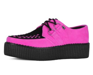 Neon Pink & Black Suede Viva Mondo Creeper