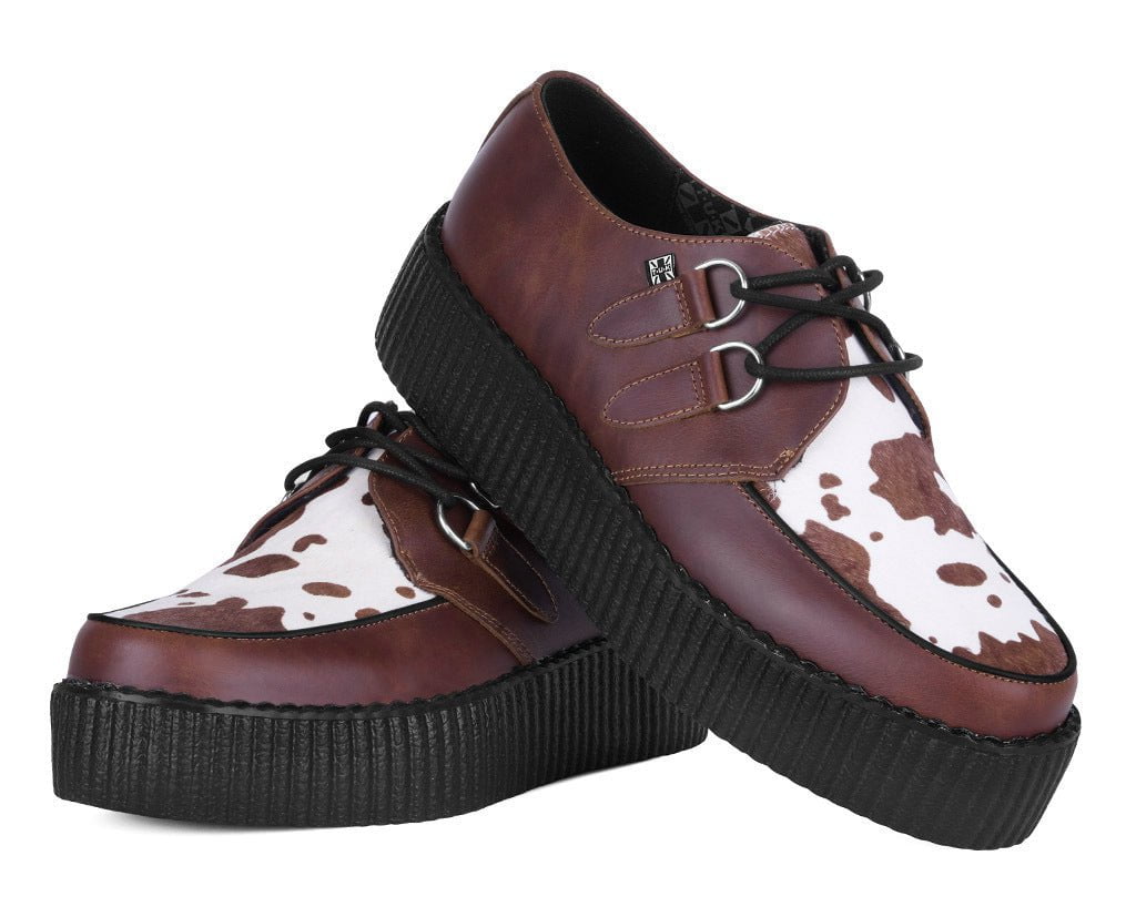 Brown Leather Cow Print Viva Mondo Creepers - Image 2