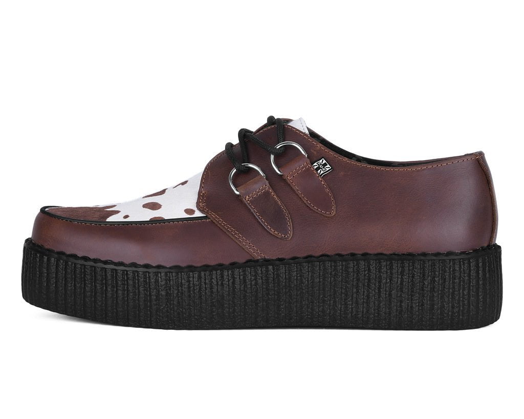 Brown Leather Cow Print Viva Mondo Creepers - Image 8