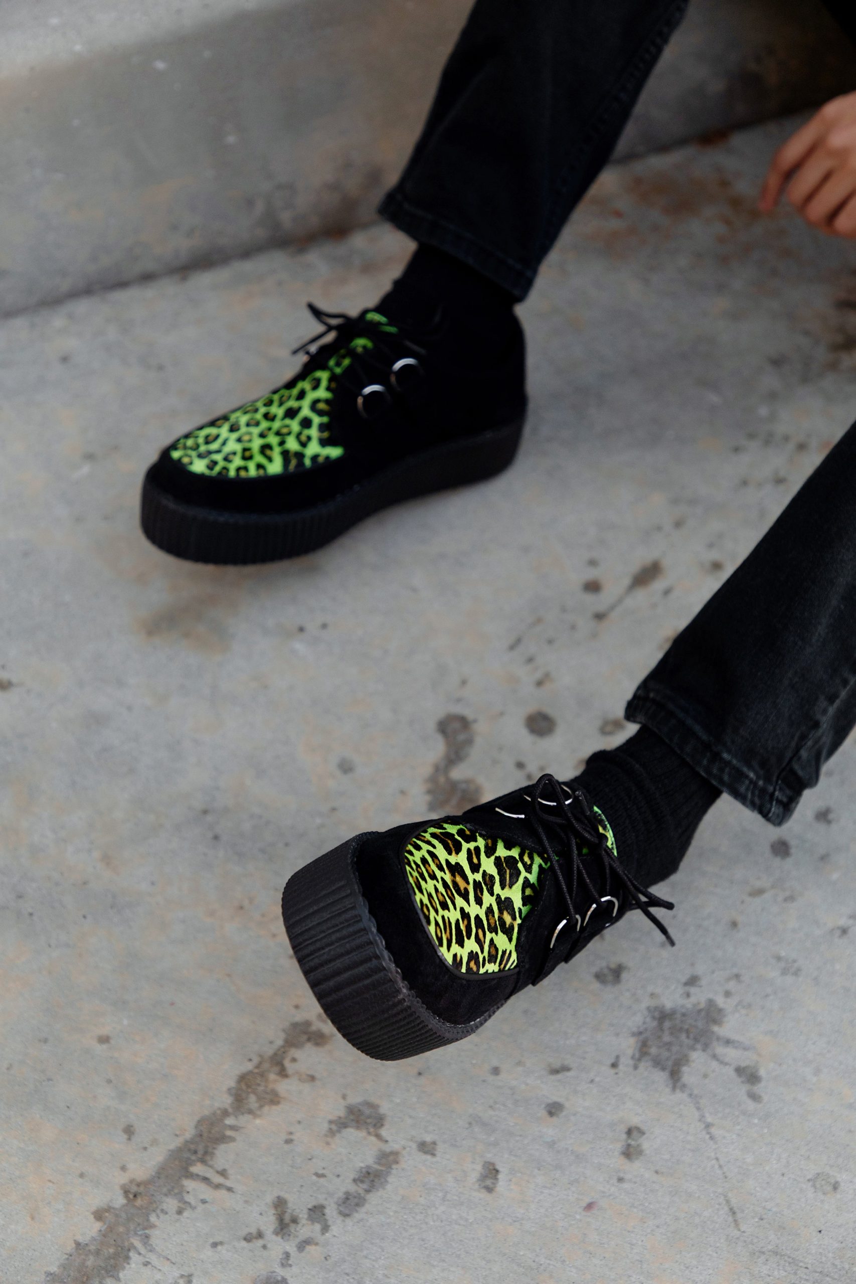Black & Green Leopard Suede Mondo Creeper - Image 9