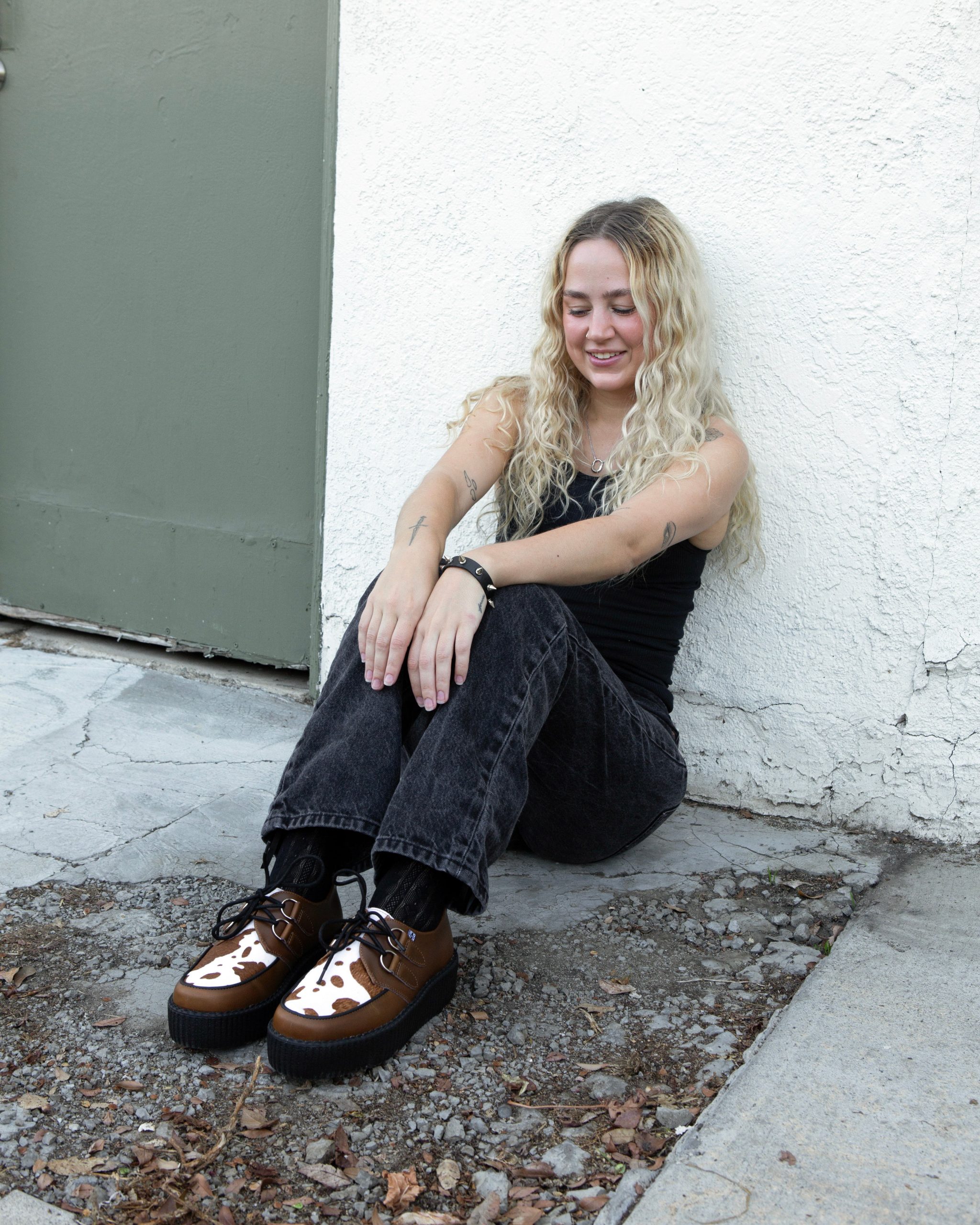 Brown Leather Cow Print Viva Mondo Creepers - Image 5