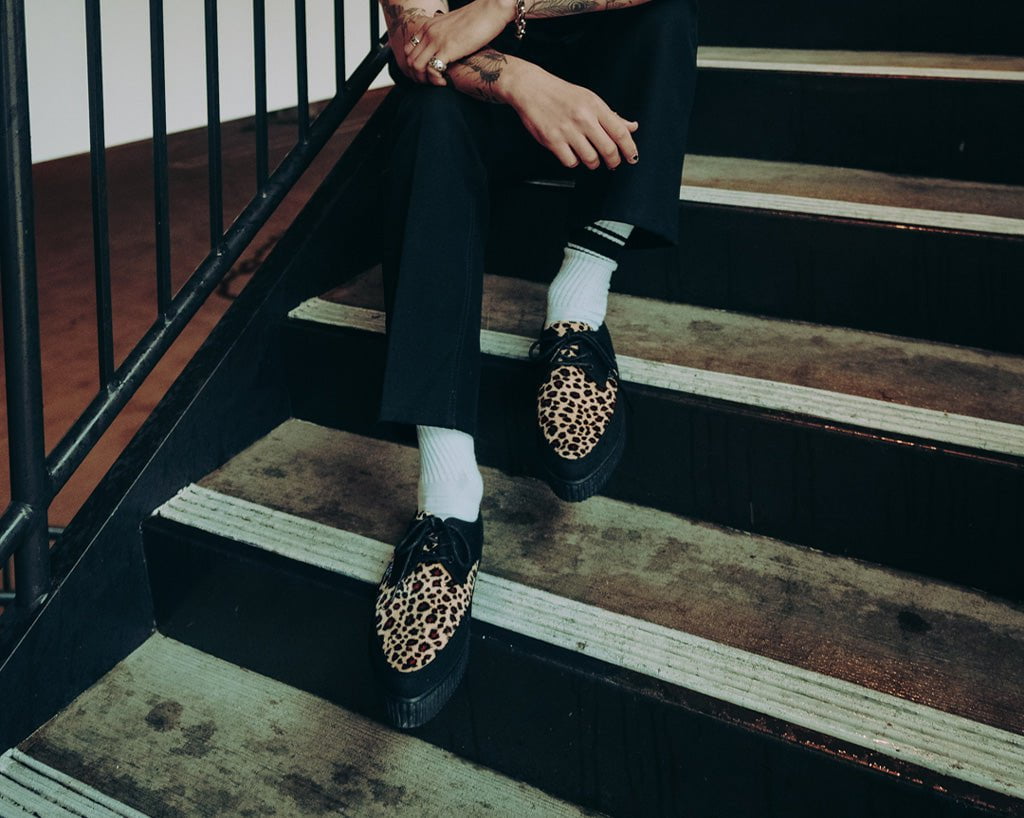 Black & Leopard Tie Pointed Lace Up EZC - Image 4